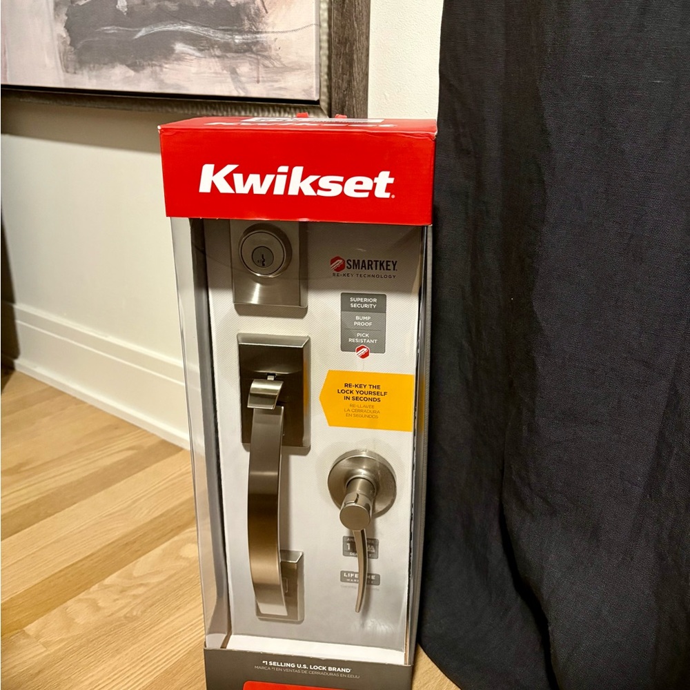 Satin Nickel Door Handle Set - Kwikset